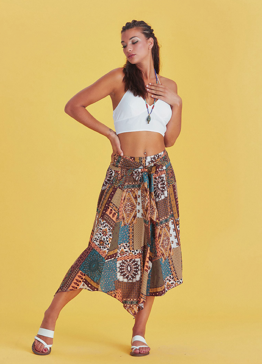 Boho-Mosaik – Midirock mit Patchwork-Design