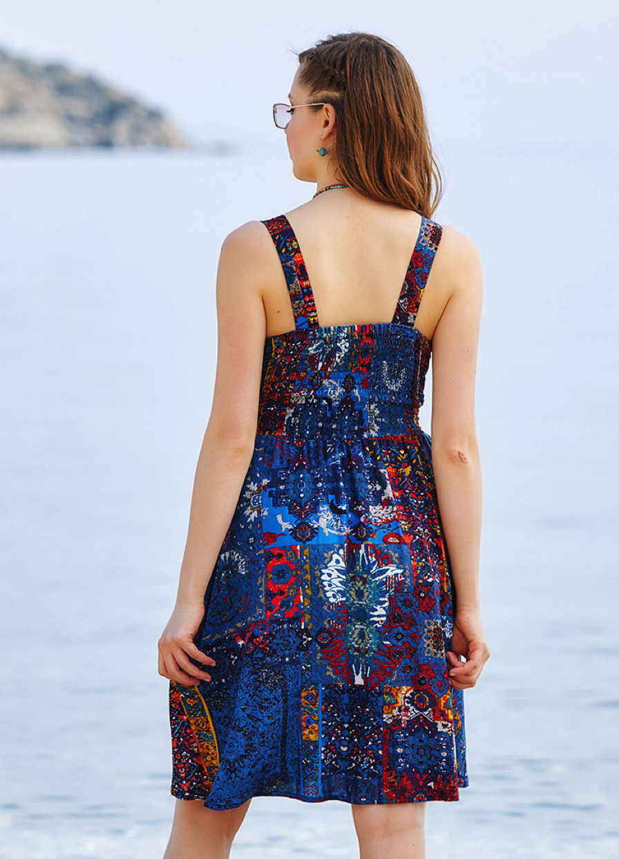 Meeresblau – Sommerkleid mit Patchwork-Design