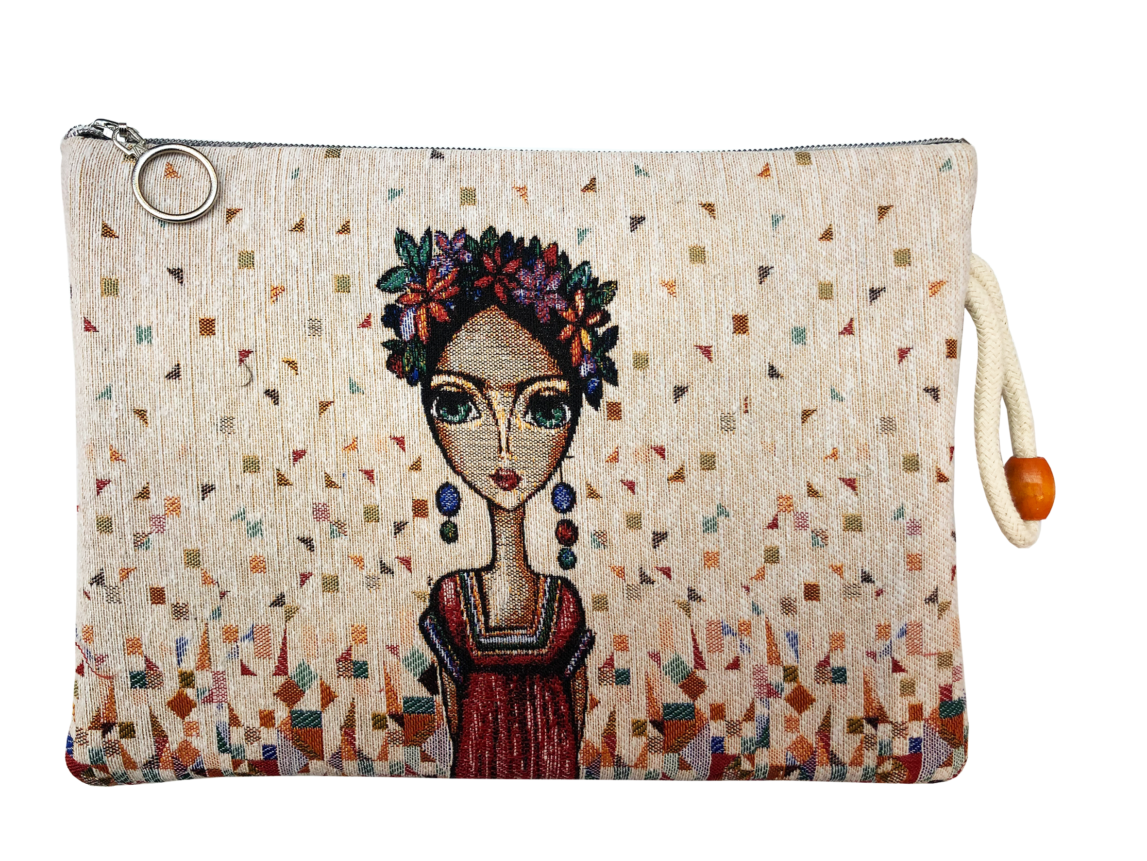 Blumenfrau mit Mustern - Clutch