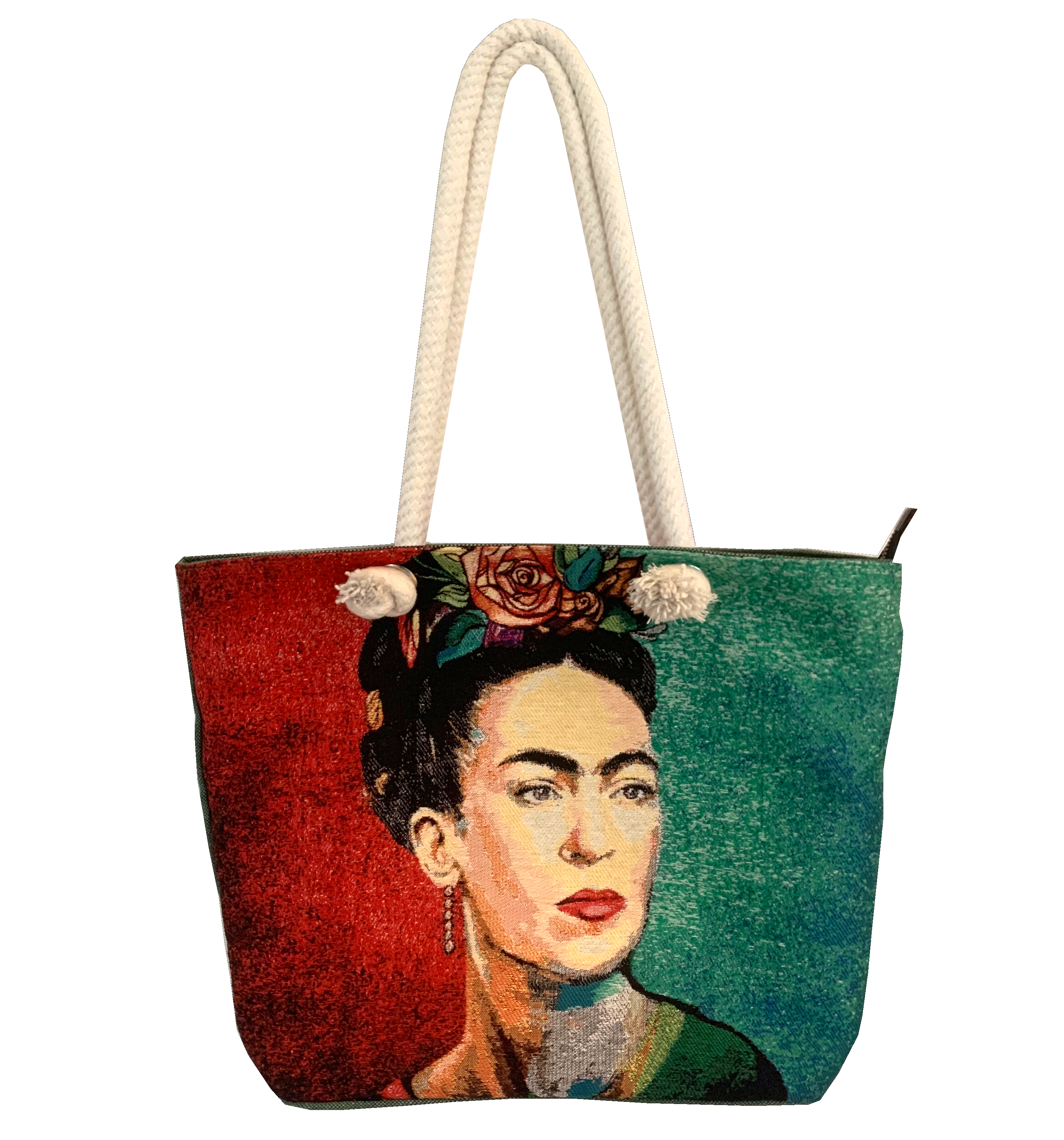 Inspiriert von Frida Kahlo - Rot/Grün - Schultertasche