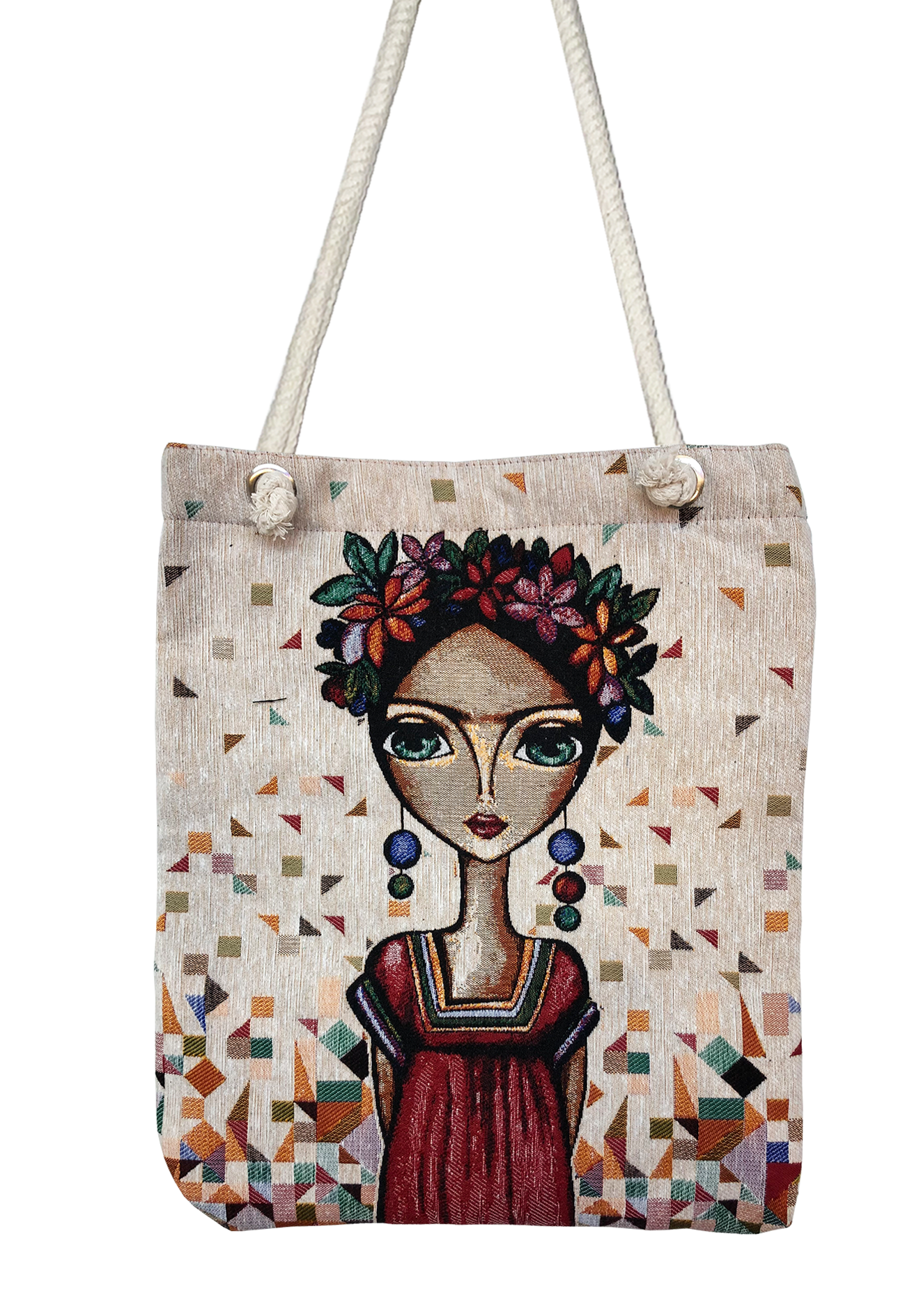Blumenfrau mit Mustern - Shopper