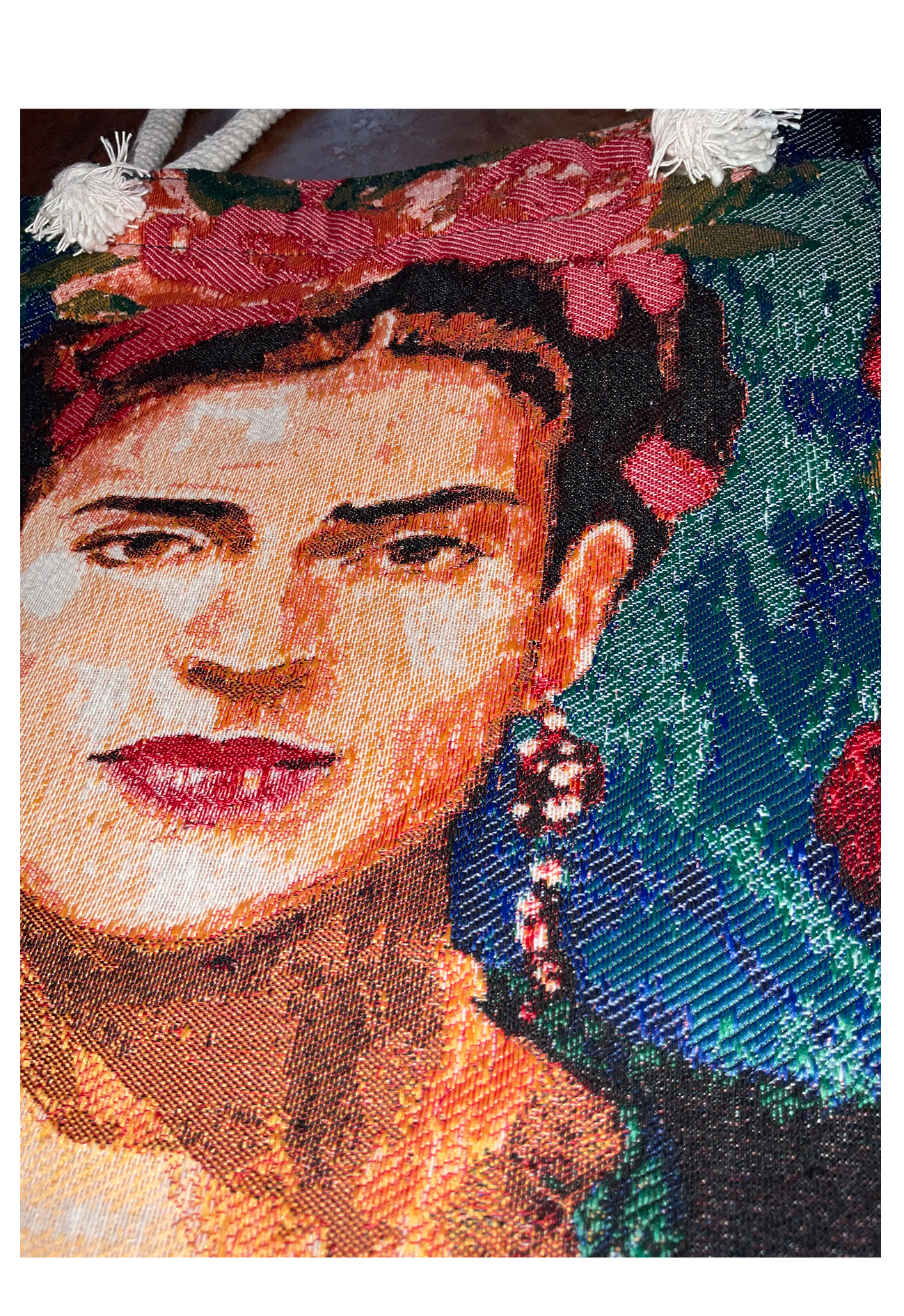 Inspiriert von Frida Kahlo - Blumen Dunkel - Shopper