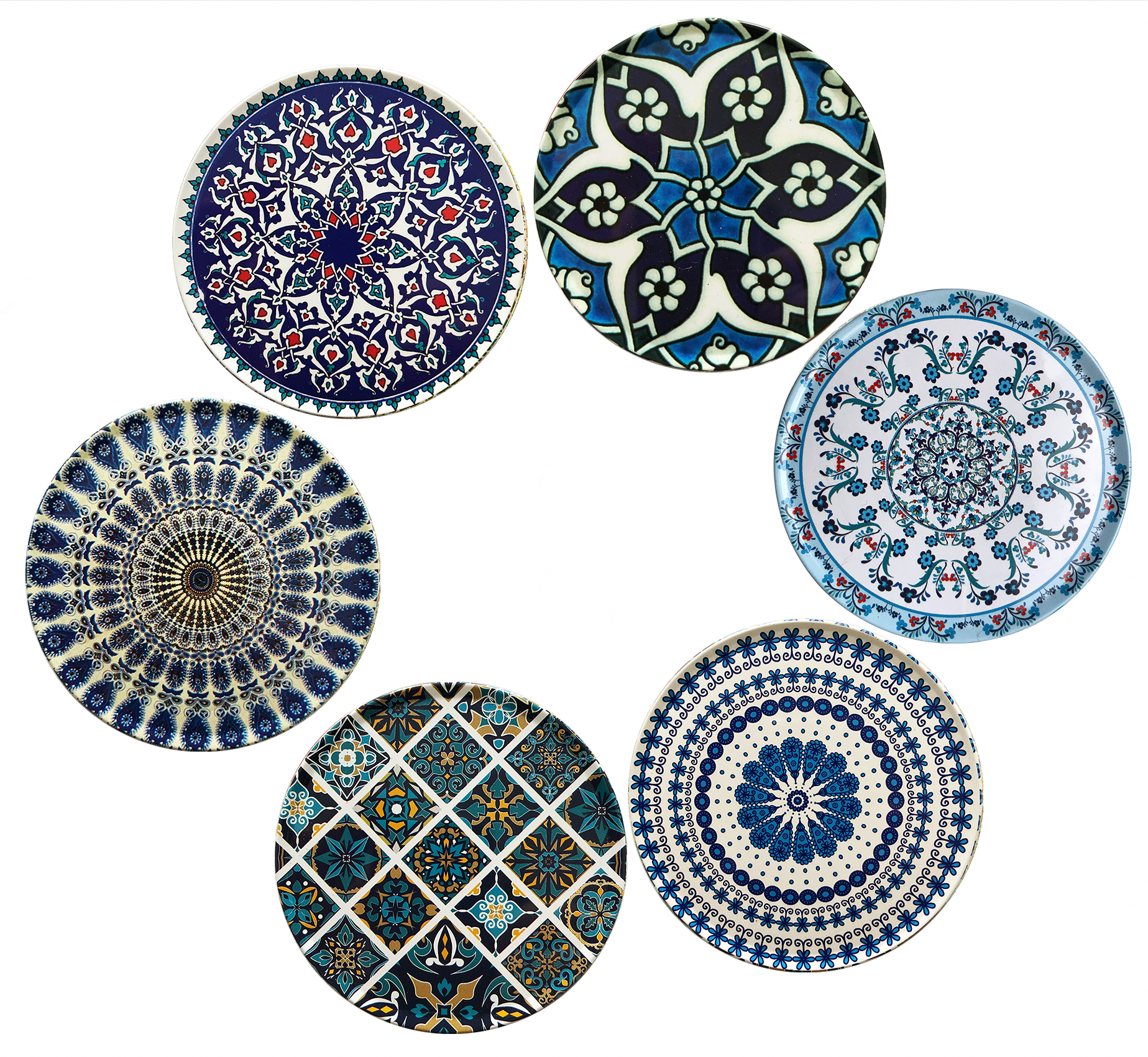 Blau/Weiß - 6er Set Untersetzer