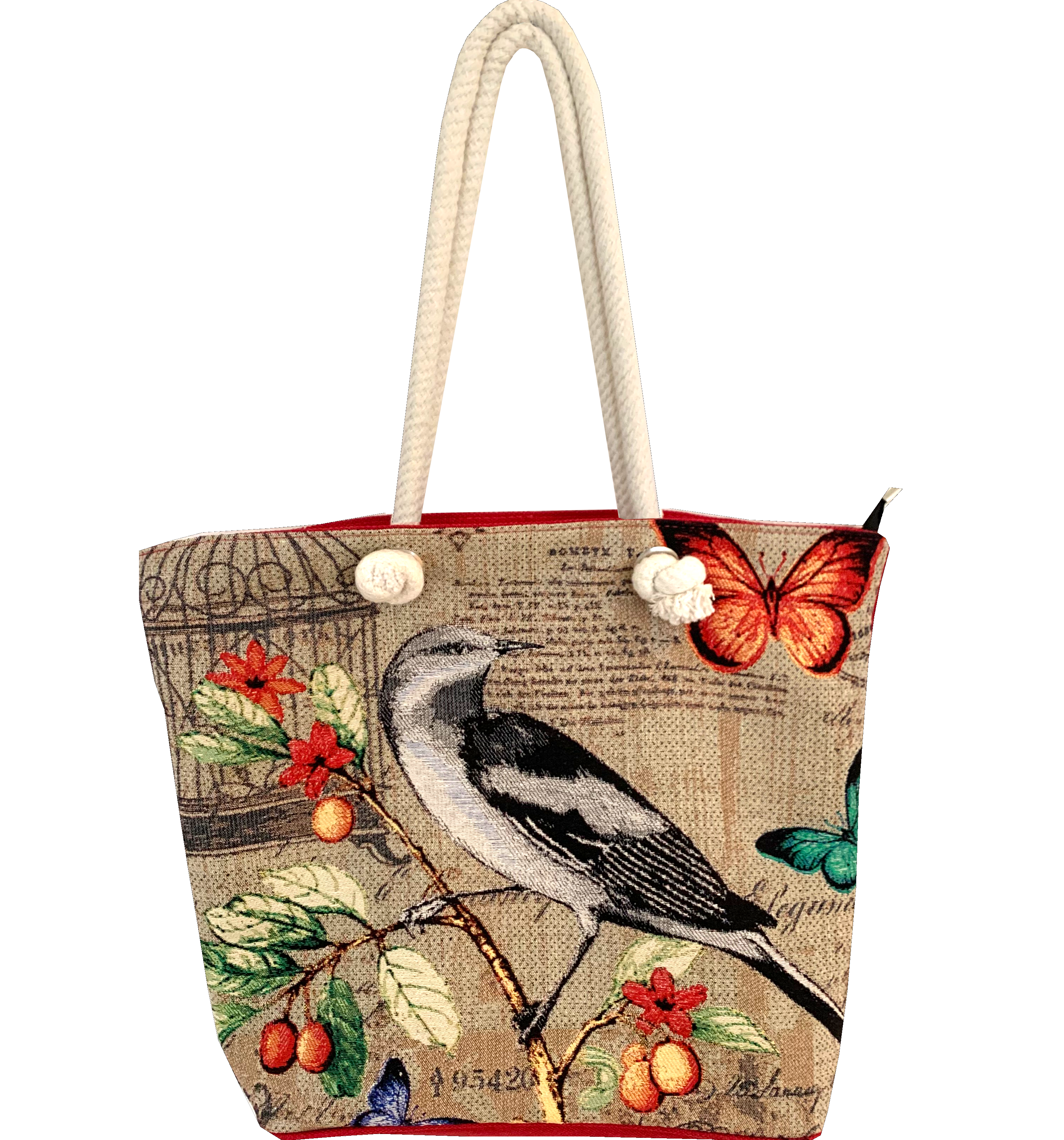 Vogel und Schmetterling - Schultertasche