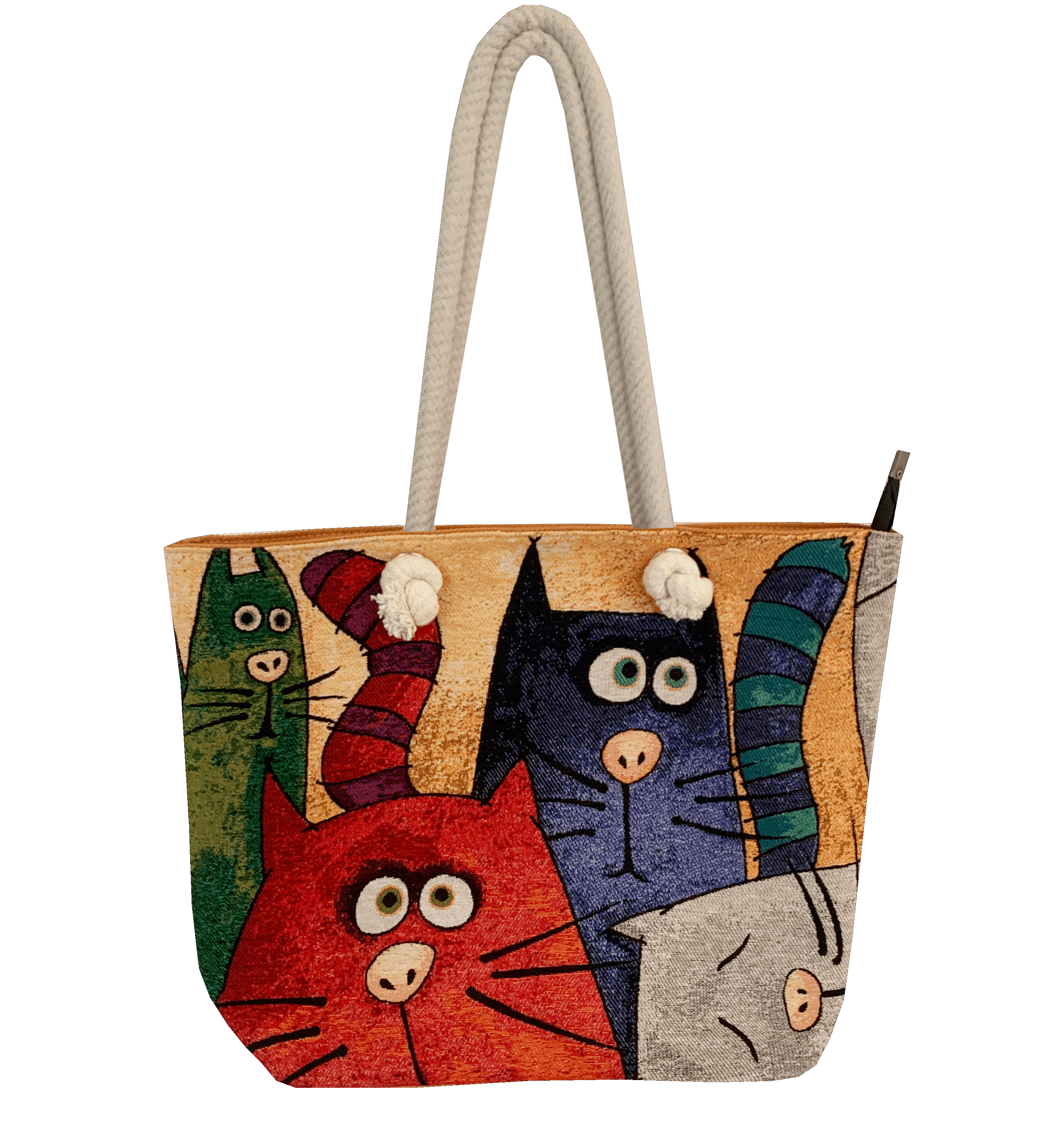 Bunte Katzenrunde - Schultertasche