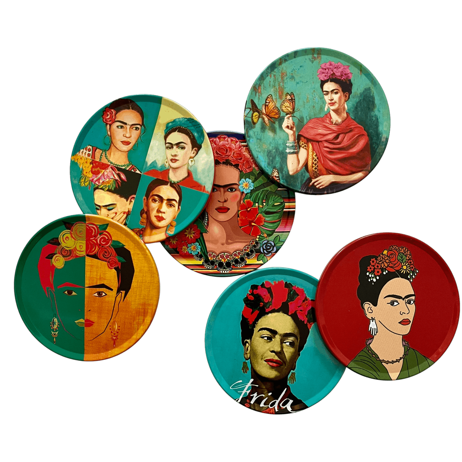 Inspiriert von Frida Kahlo - 6er Set Untersetzer