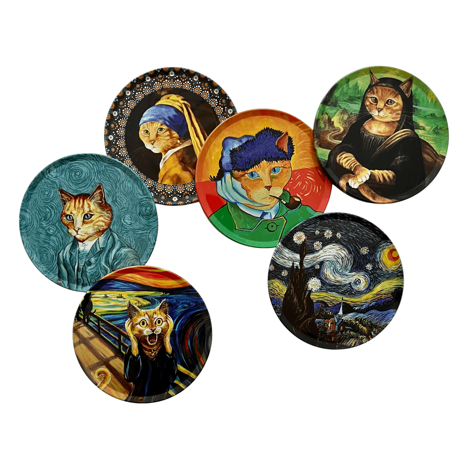 Katzen mit Charakter - 6er Untersetzer Set