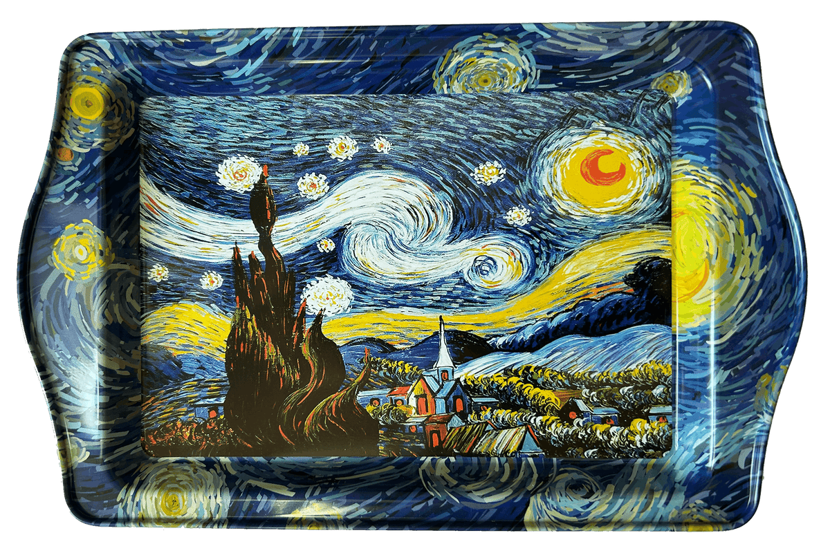 Kunstkatzen Tischdeko-Set – 6 Untersetzer & Sternennacht Tablett